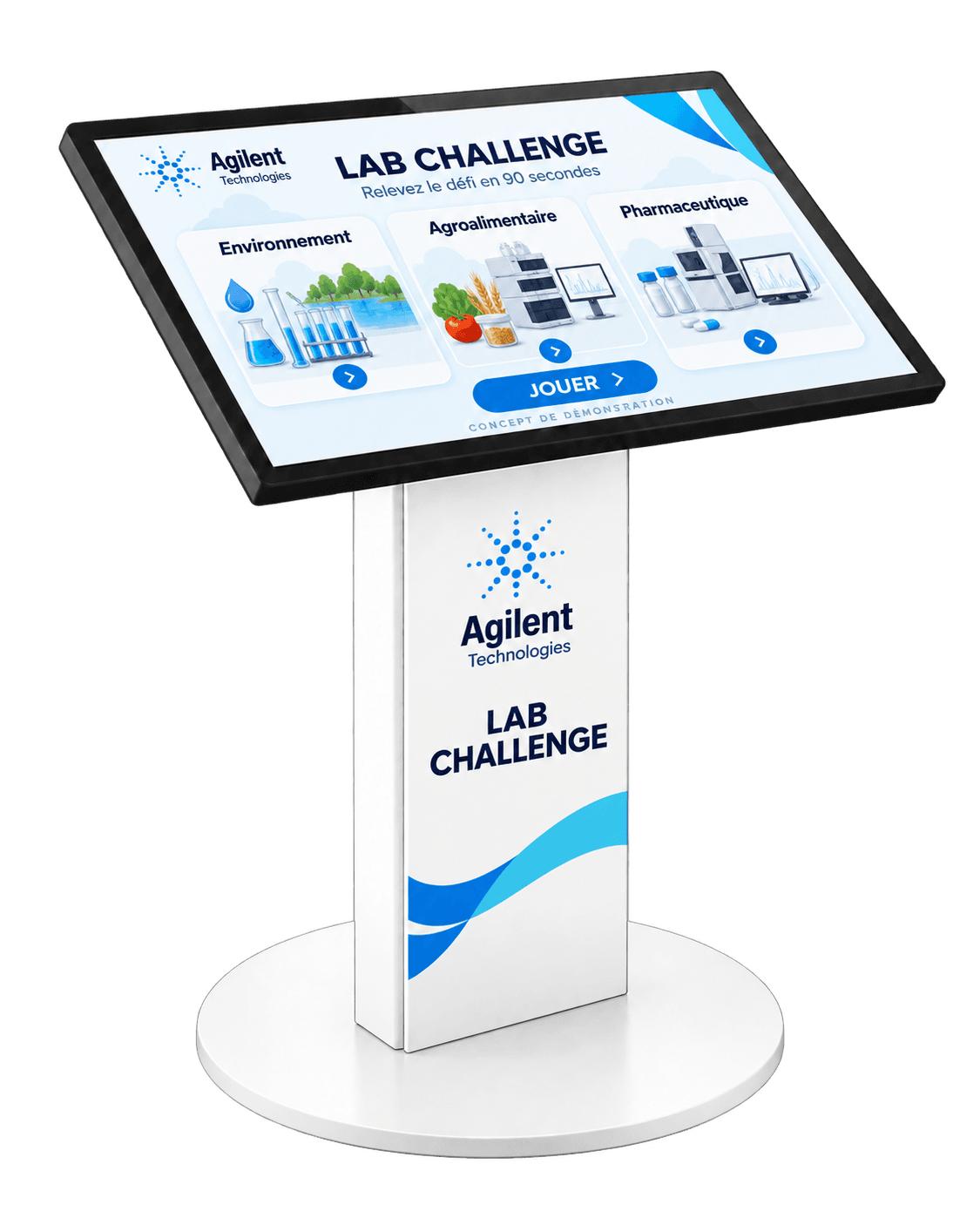 Concept de la GAMEBOOTH TOUCH habillée aux couleurs de Agilent